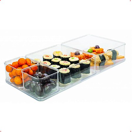 Kit 5 Organizadores Multiuso Transparente C/ Encaixe 36,5Cm Plasútil 015739