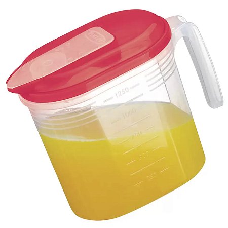 Jarra Média com Flip Top 1,4 Litros Graduada Plástico Colors