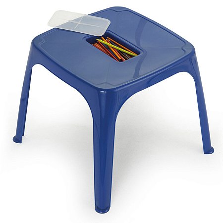 Mesa Mesinha Infantil Com Porta Objetos Azul 47Cm Resistente