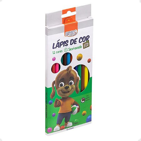 Lápis de Cor 12 Cores Resina Plástica Reciclada Sextavado BRW