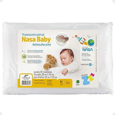 Travesseiro para Bebê Nasa Baby Percal Viscoelástico 30X40CM