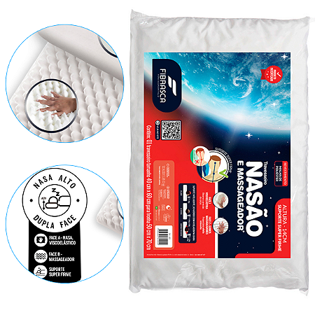 Travesseiro Nasa e Massageador Viscoelástico 60cm X 40cm