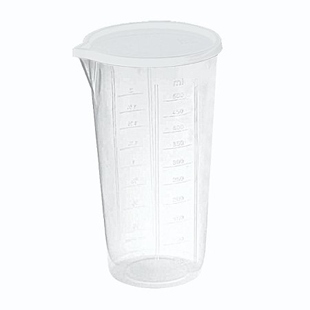 Copo Medidor Multiuso Transparente Tampa Branca e Bico 500ML