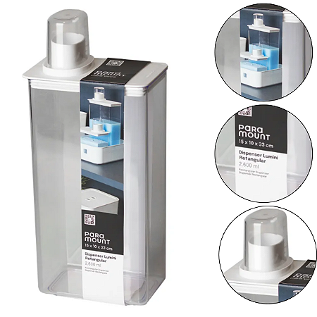 Dispenser Lumini Retangular 15X10X33 CM 2.600 ml Branco
