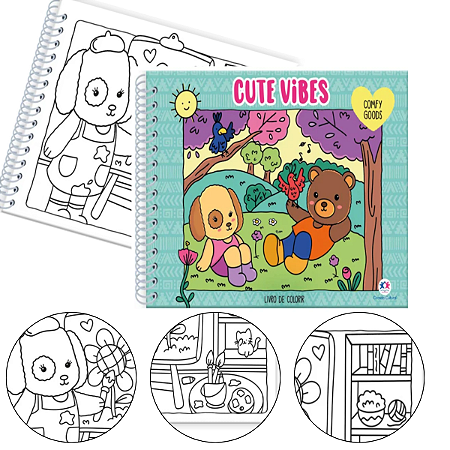 Livro de Colorir e Pintura Com Capa dura Bobbie Goods Cute Vibes