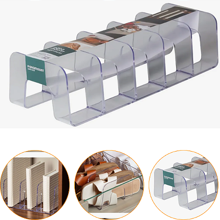 Organizador Multiuso Transparente 05 Divisórias 40X15X10 CM