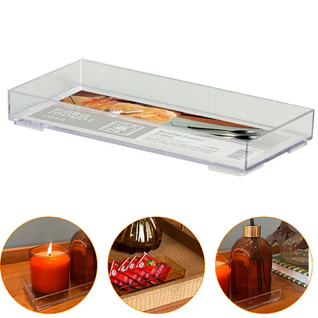 Bandeja Suporte Luxxor 17x8,3x2,3cm Cristal Transparente