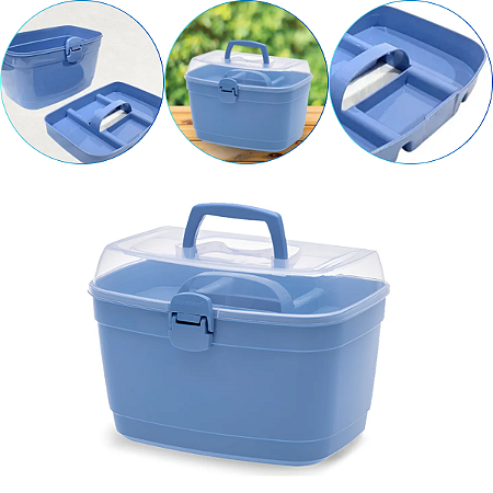 Maleta Box Multiuso Paramount Grande Com Divisórias Cor Azul