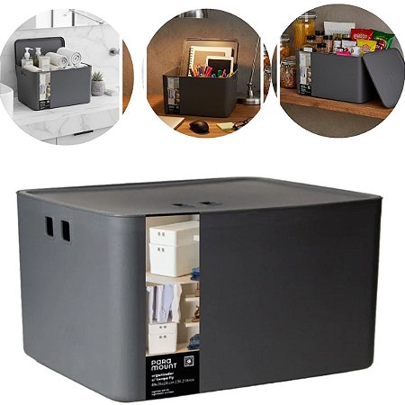 Caixa Organizadora Com Tampa 49X35X24 Fly 36 Lts Cor Chumbo