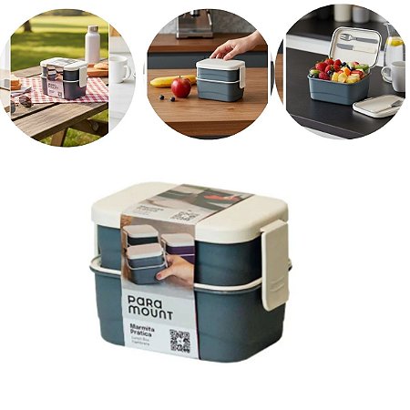 Marmitinha Marmita Prática Com Divisória 12x8x9cm Cor Chumbo