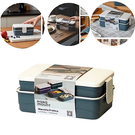 Marmita Com 2 Divisórias Prática 23X13X9cm Cor Chumbo