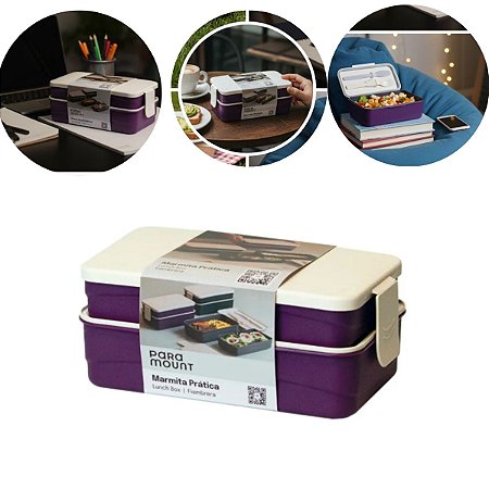 Marmita Com 2 Divisórias Prática 23X13X9cm Cor Wine