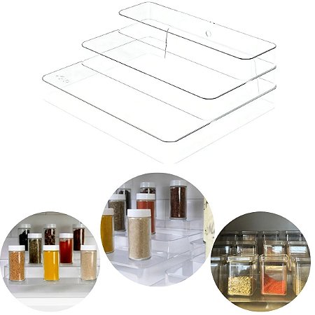 Organizador Multinível 25x29x10,3cm Display Expositor Escada Cor Natural