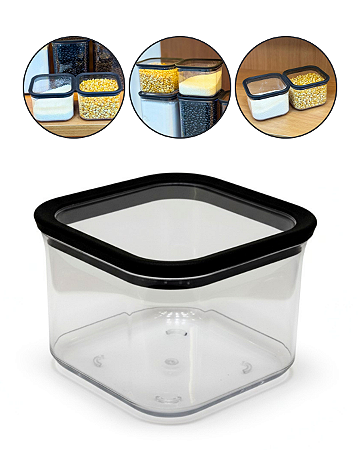 Pote Hermético Quadrado 10,8x10,8x8cm 500 ML 123 Organizei