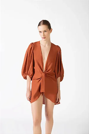 Camisa Longa De Amarrar Marrom