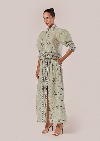 Camisa Manga 3/4 Bordada Zerifo Verde