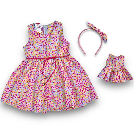 KIT Vestido Infantil + Vestido da Boneca - Rosa Confete