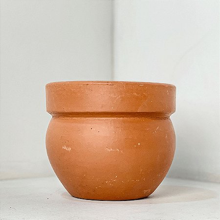 Vaso de Cerâmica Natural Bojudo + Pratinho