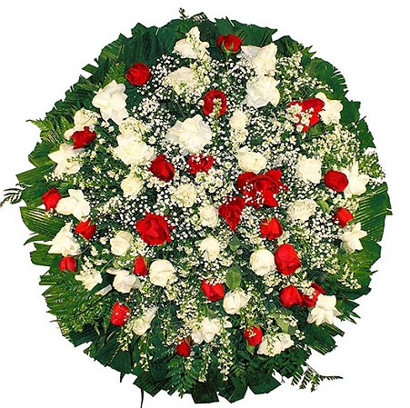 Coroa com Rosas Vermelhas e Brancas