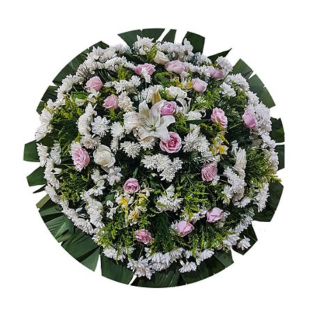 Coroa de Flores com Tons Rosas e Brancos