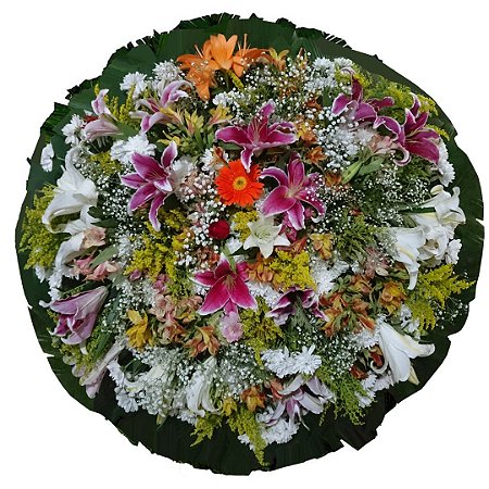 Coroa de Flores com Lírios Coloridos