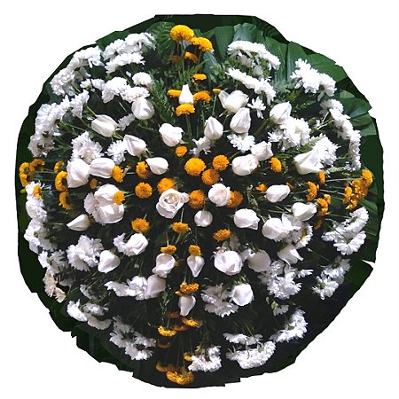 Coroa de Flores Com Crisântemos, Rosas