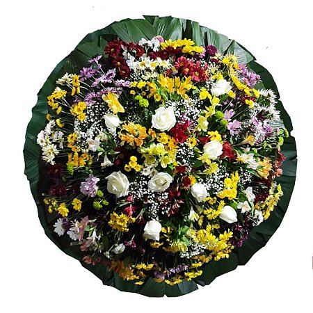 Coroa Cores com Flores do Campo, Astromélias, Rosas