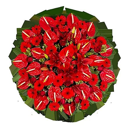 Coroa de Flores Luxo com Tons Vermelhos