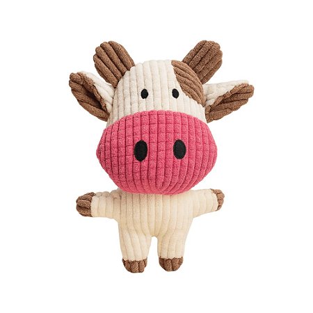 Brinquedo Pelúcia Vaca Branca de Nariz Rosa