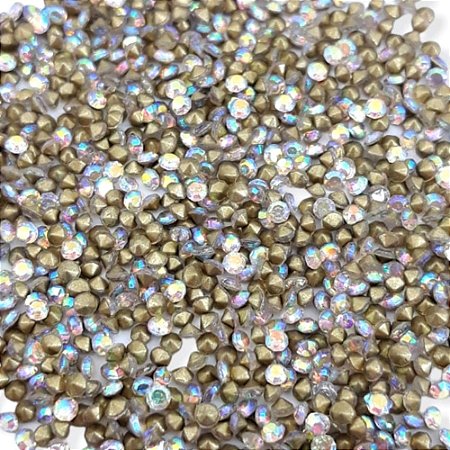PEDRA DE STRASS CRISTAL AURORA BOREAL CÔNICA PACOTE C/1.440 PEDRAS PP18/SS8.5