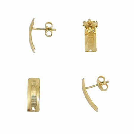 BASE TRABALHADA PARA MONTAGEM DE BRINCOS FOLHEADA A OURO - 5 PARES