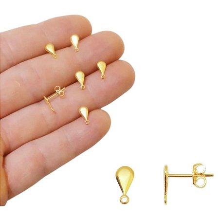 BASE GOTINHA PARA MONTAGEM DE BRINCOS FOLHEADA A OURO - 6 PARES