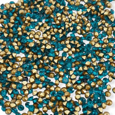 PEDRA DE STRASS BLUE ZIRCON CÔNICA PACOTE C/144 PEDRAS PP18/SS8.5
