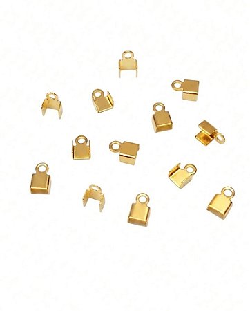 Terminal Quadrado De Amassar 3mm Folheado A Ouro Para Bijuterias E Artesanatos - 80 Unidades