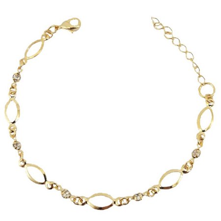 PULSEIRA ADULTO FOLHEADO A OURO COM PEDRINHAS