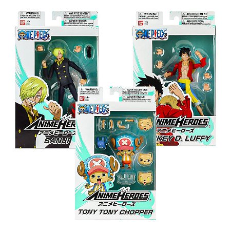 Boneco One Piece Bandai Sanji Luff ou Tony Tony Chopper Anime Heroes
