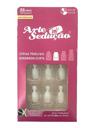 Unhas Postiças Natural Arte Sedução, Quadrada Curta