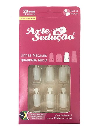 Unhas Postiças Natural Arte Sedução, Quadrada Média