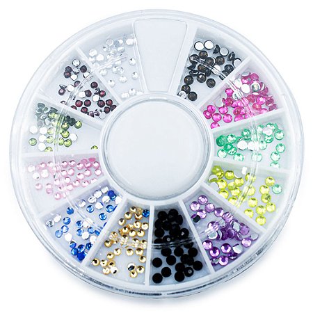 Disco Strass Pedrarias Coloridas Para Unhas Decoração