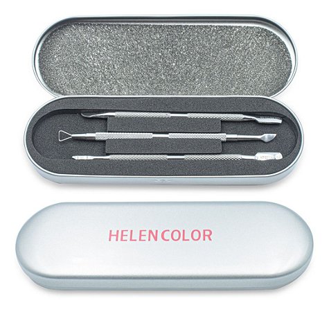 Kit De Estojo Com 3 Espátulas Inox Para Unhas E3 Helen Color