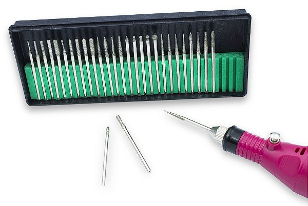 Kit 30 Brocas Diamantadas Lixadeira Unha Acrigel Manicure