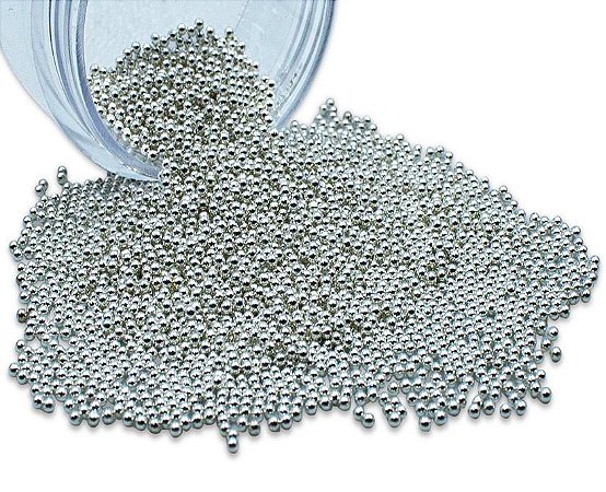 Pedraria Caviar de Metal Decoração de Unhas Prata 1mm 20g