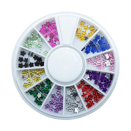 Disco Strass Pedrarias Decoração de Unhas Florzinhas 3 mm