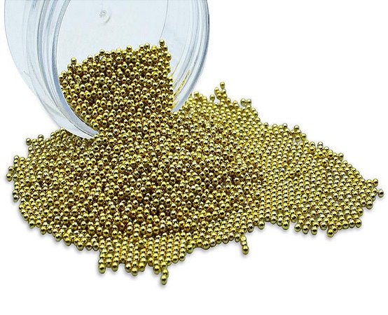 Pedraria Caviar Metal Decoração Unhas Dourado Ouro 1mm 20g