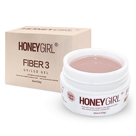 Gel Light Pink Fiber 3 Alongamento de Unhas 30g, Honey Girl