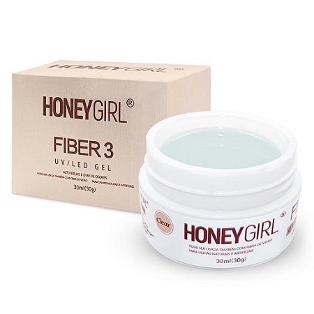 Gel Clear Fiber 3 LED UV Alongamento Unhas 30g, Honey Girl