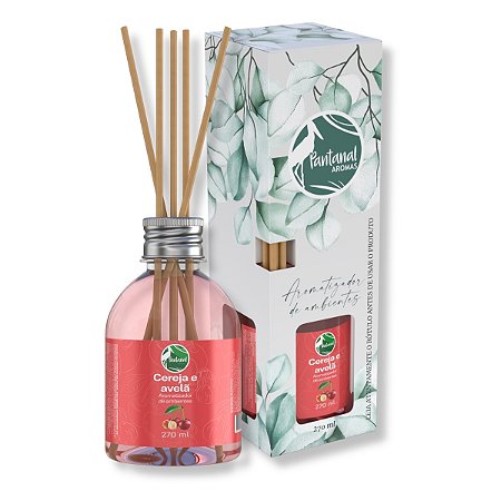 Aromatizador Ambientes Pantanal Aromas Cereja e Avelã 270ml Difusor Fragrância