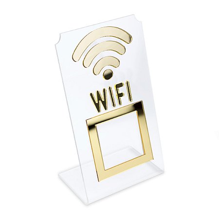 Placa Wifi QR Code Display Acrílico Mesa Balcão Transparente