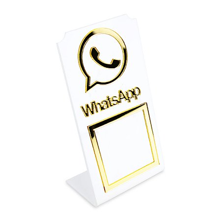 Placa WhatsApp QR Code Display Acrílico Loja Balcão Branco