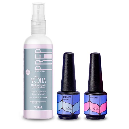 Kit Prep Nail Spray + Desidratador + Primer sem Ácido Vòlia